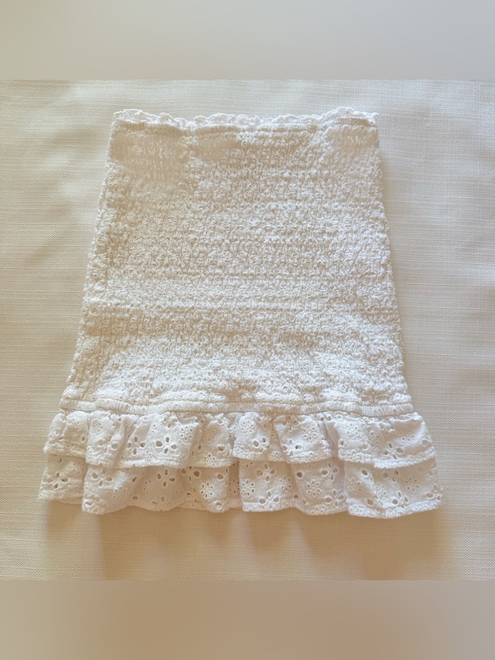 West of Melrose White Eyelet Smocked Mini Skirt or Top XS